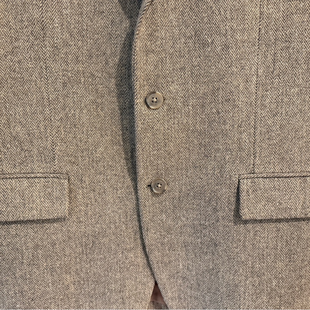 J.Crew Ludlow Wool Yorkshire Tweed Blazer Jacket Men Size 44L Brown Herringbone - Picture 4 of 10